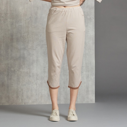 細條紋七分褲-摩卡棕