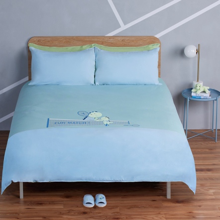 恐龍網球 被套+枕套組-天空藍