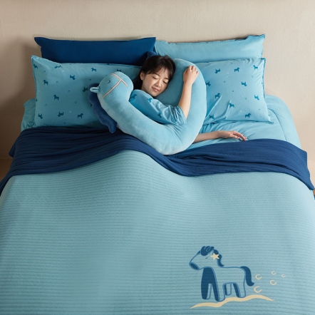 冰島馬雙人萬用毯-冰島藍