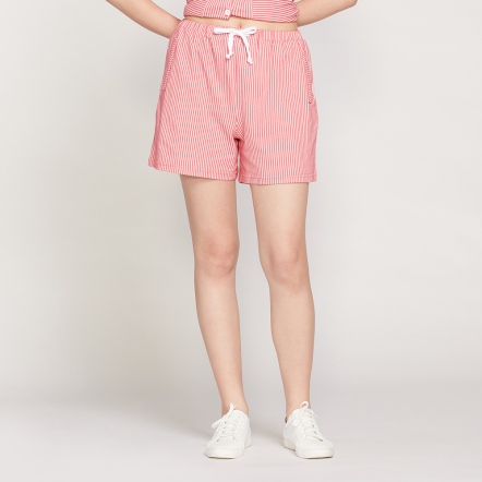 直條提花短褲-粉