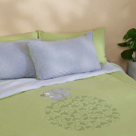 網路限定｜松鼠雙人四季被-新芽綠