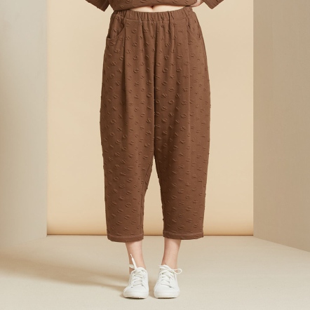 圓點提花長褲-深咖啡