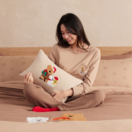 DINOTAENG｜冬日方形抱枕（30x45公分）-奶茶棕