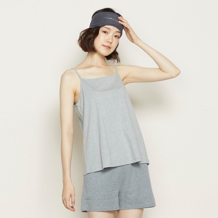 素面細肩帶上衣-灰