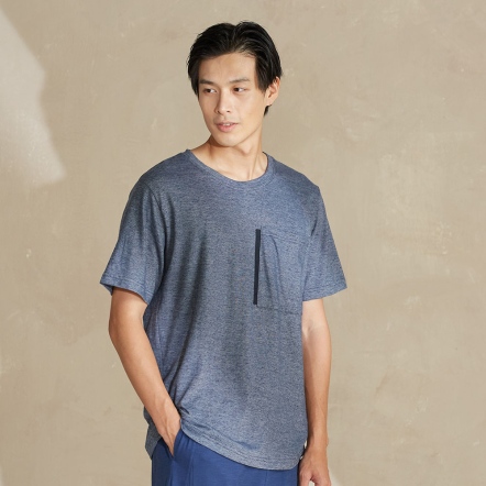 男裝 | 棉麻短袖上衣-丈青