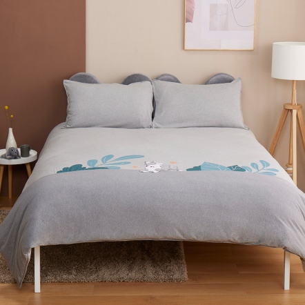 楓葉柯基 被套+枕套組-迷霧灰