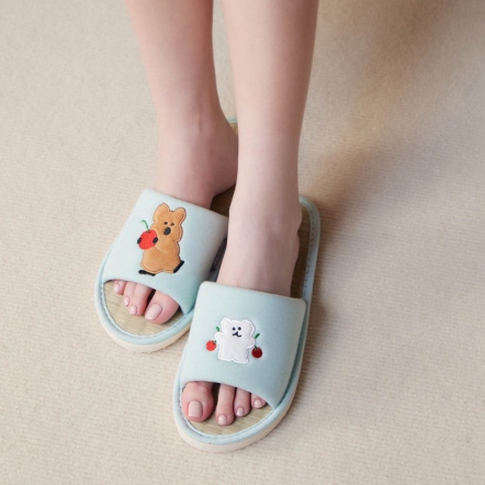 DINOTAENG | 櫻桃藺草室內拖鞋-湖水綠（M/L/XL）