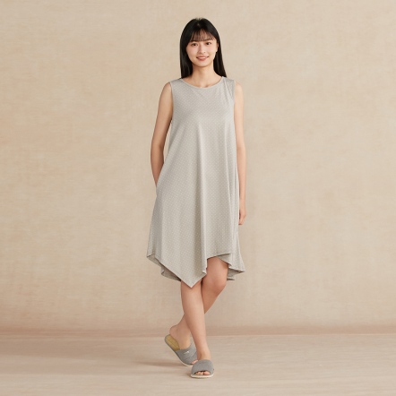 竹纖維點點無袖洋裝-迷霧灰