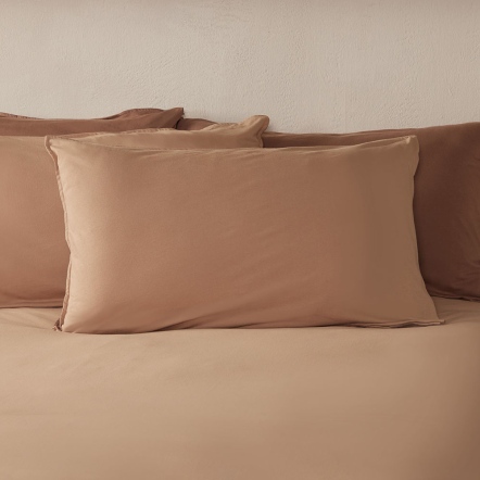 素面雙色信封式枕套1入-大地棕