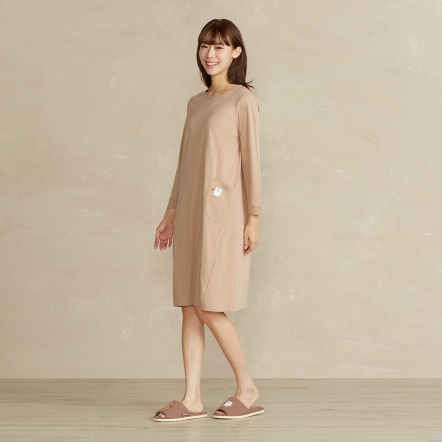 DINOTAENG | 咖啡繡花洋裝-大地棕