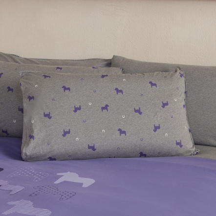 冰島馬印花信封式枕套1入-岩石灰