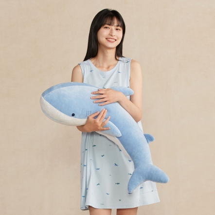 鯊魚彎型抱枕-海島藍