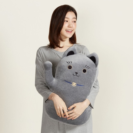 招財貓抱枕-岩石灰