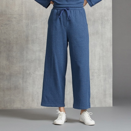 刷毛花紗長褲-藍