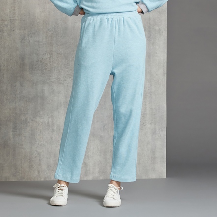 雙色提花長褲-冰島藍