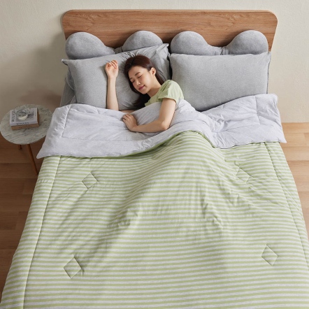 減法美學｜條紋素色雙人涼被-新芽綠