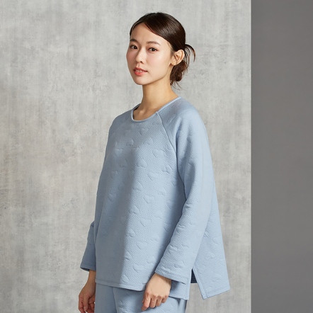 心形包紗連袖上衣-運河藍